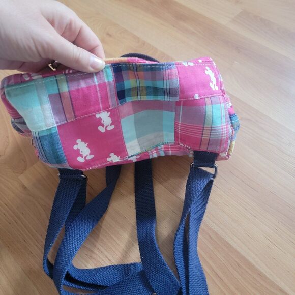 Disney Parks Mickey Mouse Pink Plaid Backpack Purse